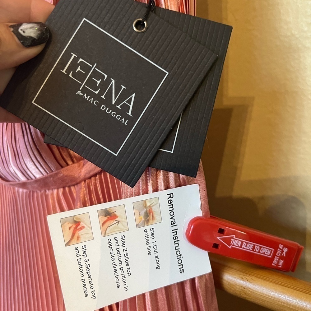 $150 firm. Today only ! New Ieena for MacDuggal Plunge Neck Pleated Gown Size 2 - Picture 11 of 14